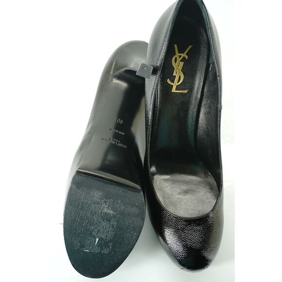 Saint Laurent Black Patent Tribute Platform Pumps Size 40 10 YSL - Picture 4 of 12